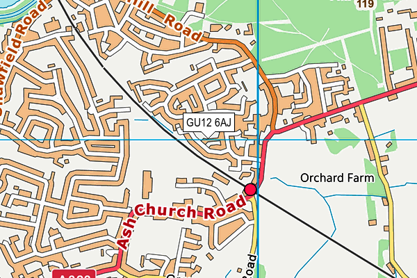 GU12 6AJ map - OS VectorMap District (Ordnance Survey)