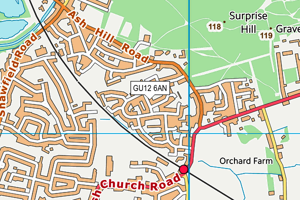 GU12 6AN map - OS VectorMap District (Ordnance Survey)