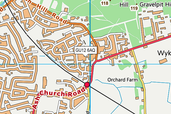 GU12 6AQ map - OS VectorMap District (Ordnance Survey)