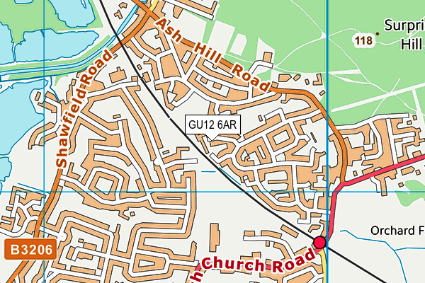 GU12 6AR map - OS VectorMap District (Ordnance Survey)