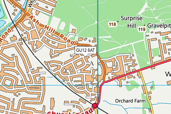 GU12 6AT map - OS VectorMap District (Ordnance Survey)