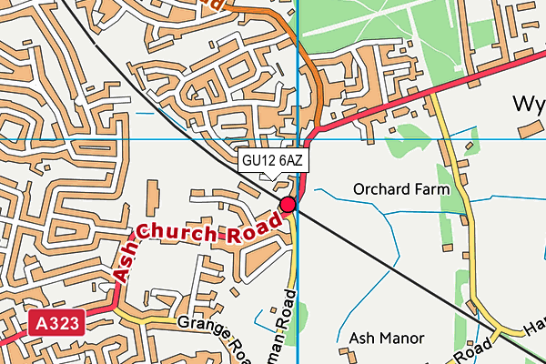 GU12 6AZ map - OS VectorMap District (Ordnance Survey)