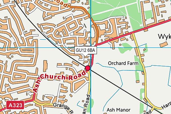 GU12 6BA map - OS VectorMap District (Ordnance Survey)