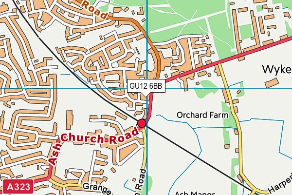 GU12 6BB map - OS VectorMap District (Ordnance Survey)