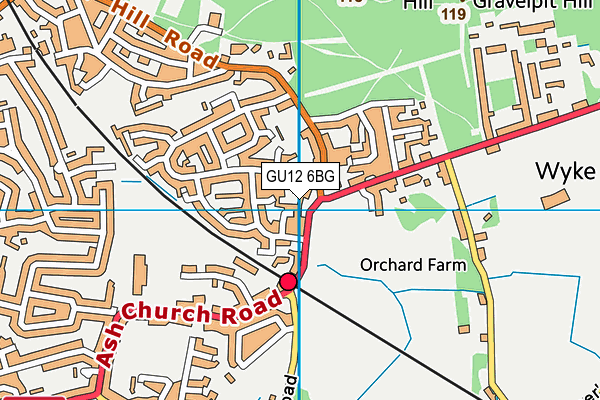 GU12 6BG map - OS VectorMap District (Ordnance Survey)