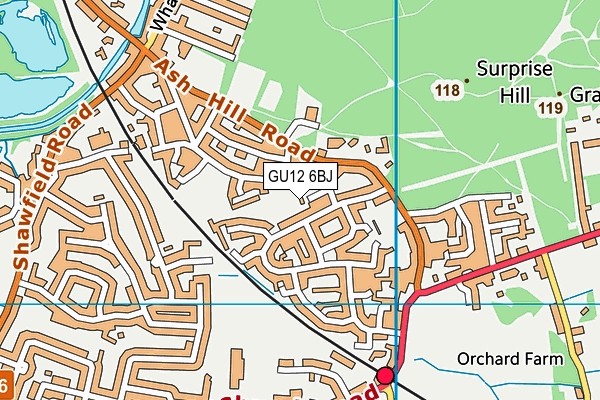 GU12 6BJ map - OS VectorMap District (Ordnance Survey)