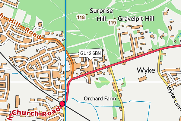 GU12 6BN map - OS VectorMap District (Ordnance Survey)