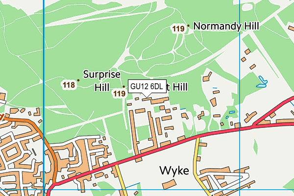 GU12 6DL map - OS VectorMap District (Ordnance Survey)