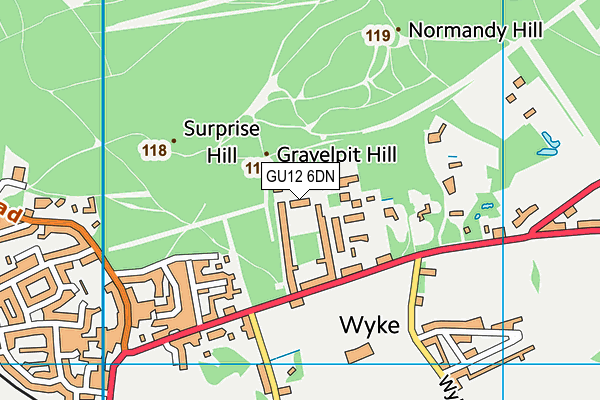 GU12 6DN map - OS VectorMap District (Ordnance Survey)