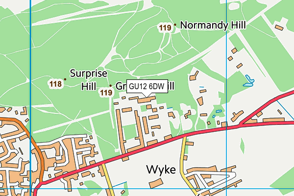 GU12 6DW map - OS VectorMap District (Ordnance Survey)
