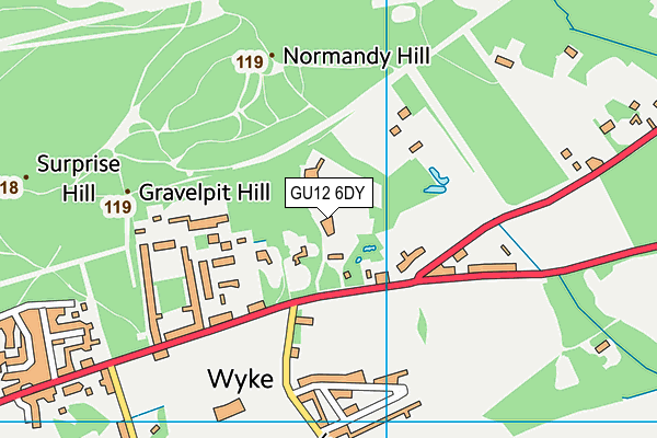 GU12 6DY map - OS VectorMap District (Ordnance Survey)