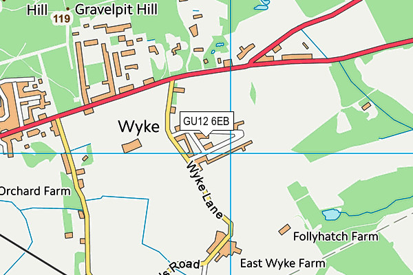 GU12 6EB map - OS VectorMap District (Ordnance Survey)