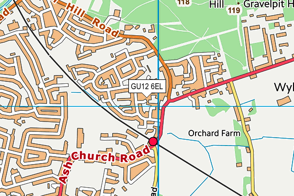 GU12 6EL map - OS VectorMap District (Ordnance Survey)