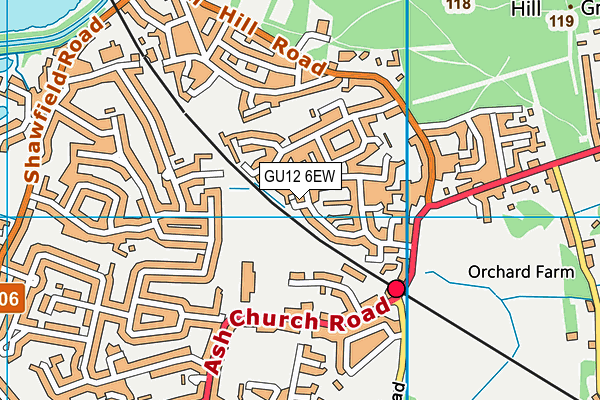 GU12 6EW map - OS VectorMap District (Ordnance Survey)