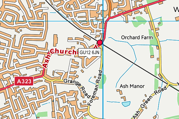 GU12 6JN map - OS VectorMap District (Ordnance Survey)