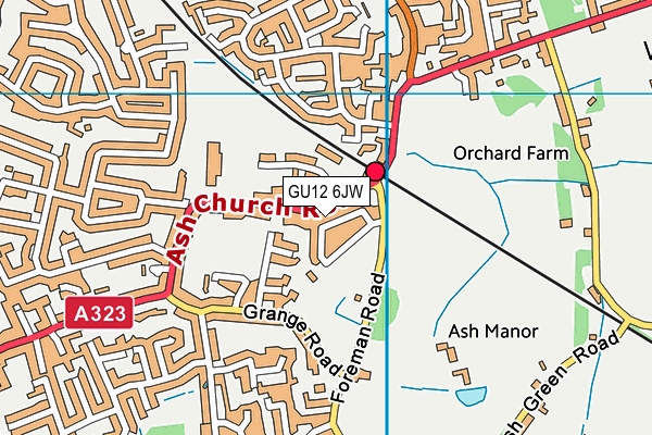 GU12 6JW map - OS VectorMap District (Ordnance Survey)