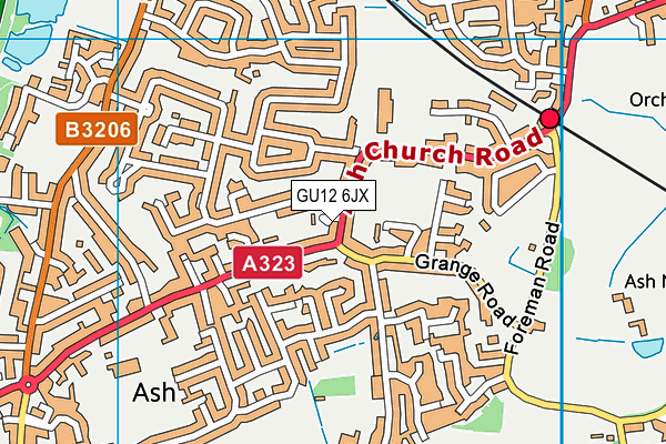 GU12 6JX map - OS VectorMap District (Ordnance Survey)