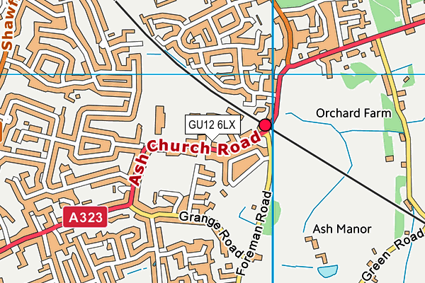 Ash Grange Nursery and Primary School map (GU12 6LX) - OS VectorMap District (Ordnance Survey)