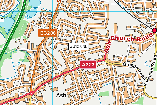 GU12 6NB map - OS VectorMap District (Ordnance Survey)