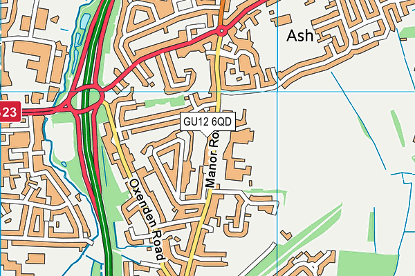 GU12 6QD map - OS VectorMap District (Ordnance Survey)