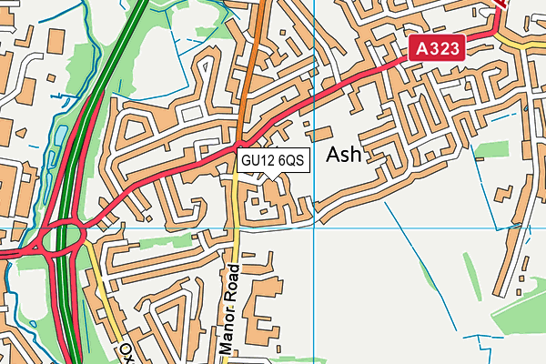 GU12 6QS map - OS VectorMap District (Ordnance Survey)