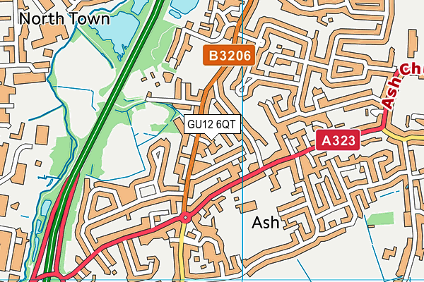 GU12 6QT map - OS VectorMap District (Ordnance Survey)