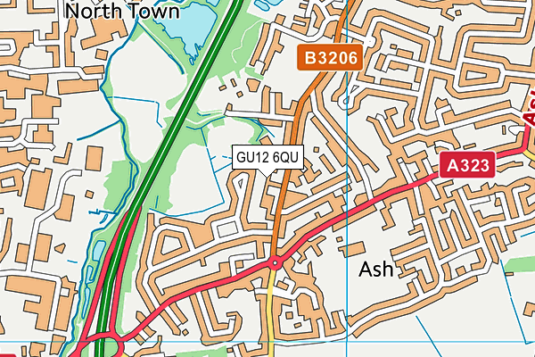 GU12 6QU map - OS VectorMap District (Ordnance Survey)