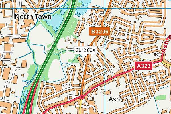 GU12 6QX map - OS VectorMap District (Ordnance Survey)