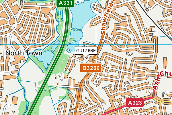 GU12 6RE map - OS VectorMap District (Ordnance Survey)
