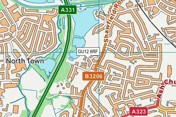 GU12 6RF map - OS VectorMap District (Ordnance Survey)