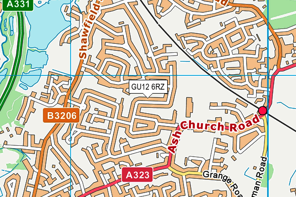 GU12 6RZ map - OS VectorMap District (Ordnance Survey)