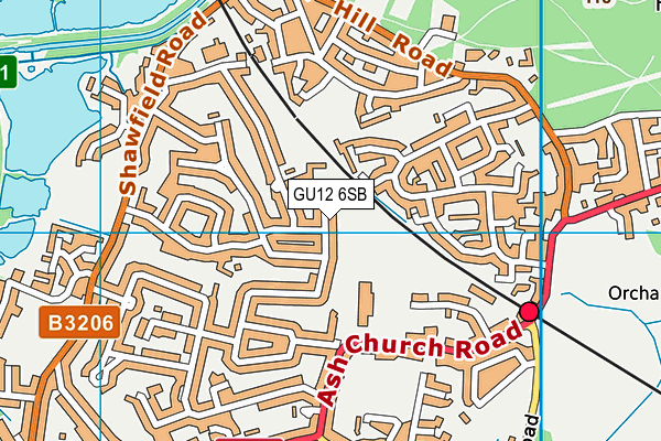 GU12 6SB map - OS VectorMap District (Ordnance Survey)