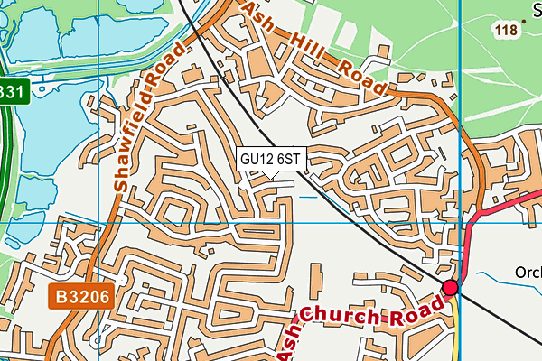 GU12 6ST map - OS VectorMap District (Ordnance Survey)