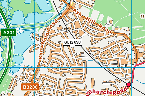 GU12 6SU map - OS VectorMap District (Ordnance Survey)