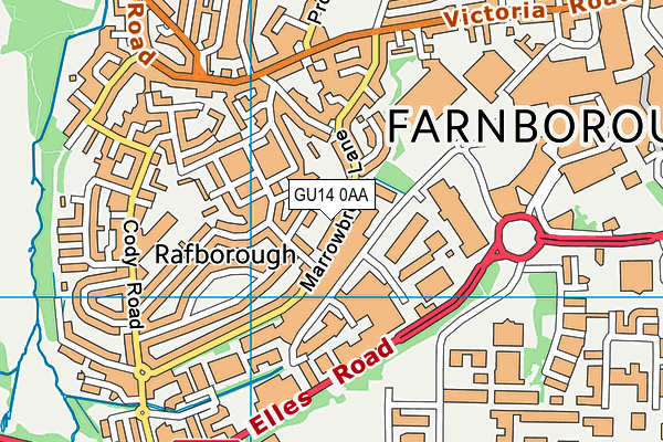 GU14 0AA map - OS VectorMap District (Ordnance Survey)