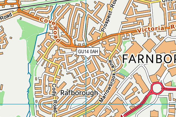 GU14 0AH map - OS VectorMap District (Ordnance Survey)