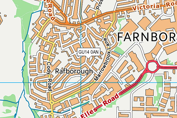 GU14 0AN map - OS VectorMap District (Ordnance Survey)