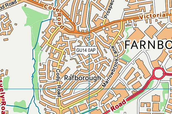 GU14 0AP map - OS VectorMap District (Ordnance Survey)