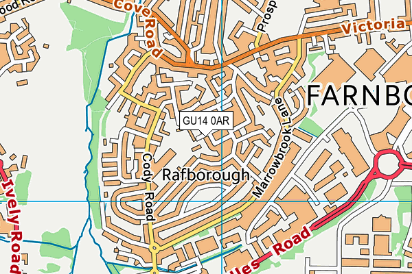 GU14 0AR map - OS VectorMap District (Ordnance Survey)