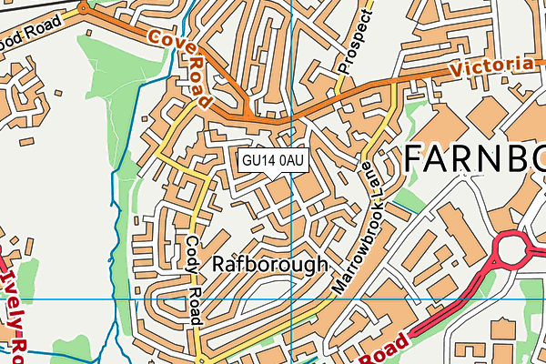 GU14 0AU map - OS VectorMap District (Ordnance Survey)