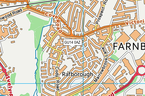 GU14 0AZ map - OS VectorMap District (Ordnance Survey)