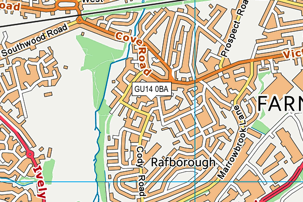 GU14 0BA map - OS VectorMap District (Ordnance Survey)