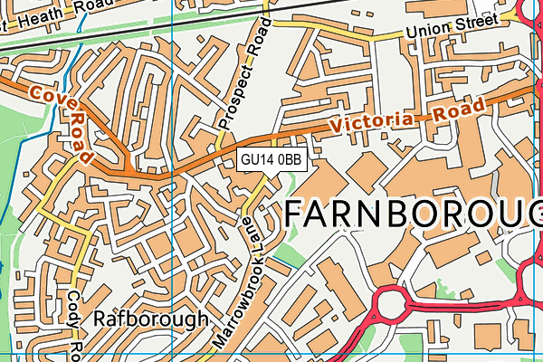 GU14 0BB map - OS VectorMap District (Ordnance Survey)