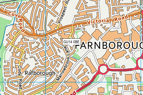 GU14 0BE map - OS VectorMap District (Ordnance Survey)