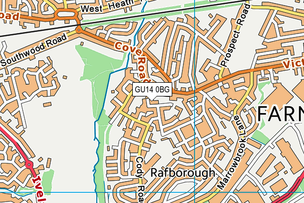 GU14 0BG map - OS VectorMap District (Ordnance Survey)