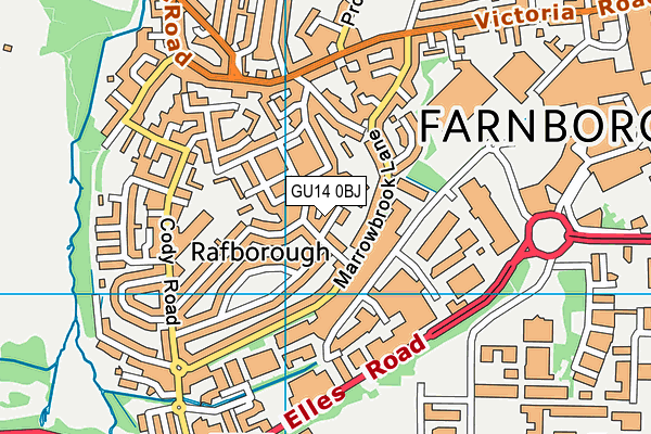 GU14 0BJ map - OS VectorMap District (Ordnance Survey)