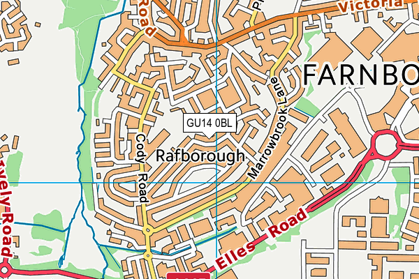 GU14 0BL map - OS VectorMap District (Ordnance Survey)