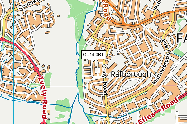 GU14 0BT map - OS VectorMap District (Ordnance Survey)