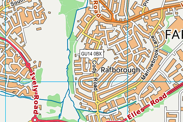 GU14 0BX map - OS VectorMap District (Ordnance Survey)
