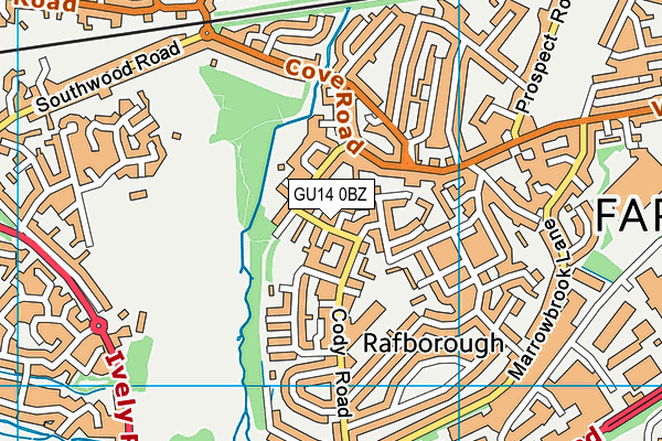 GU14 0BZ map - OS VectorMap District (Ordnance Survey)